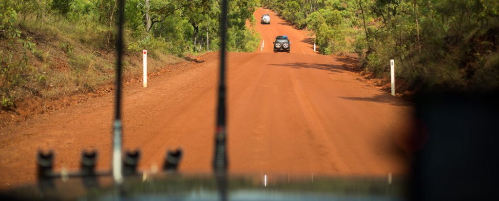 Car driving on dirt road in Cape York