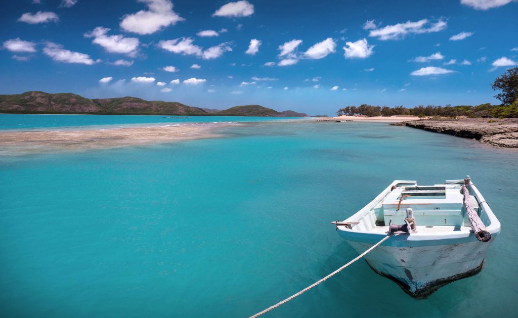 Boat tied up at Friday Island