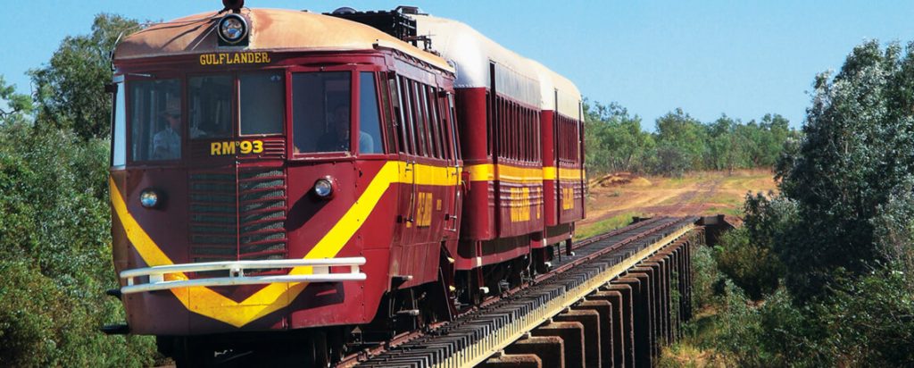 The Gulflander crossing a bridge