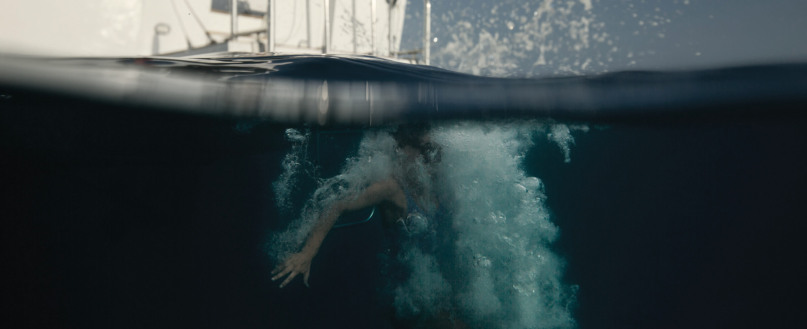 Jumping into the ocean