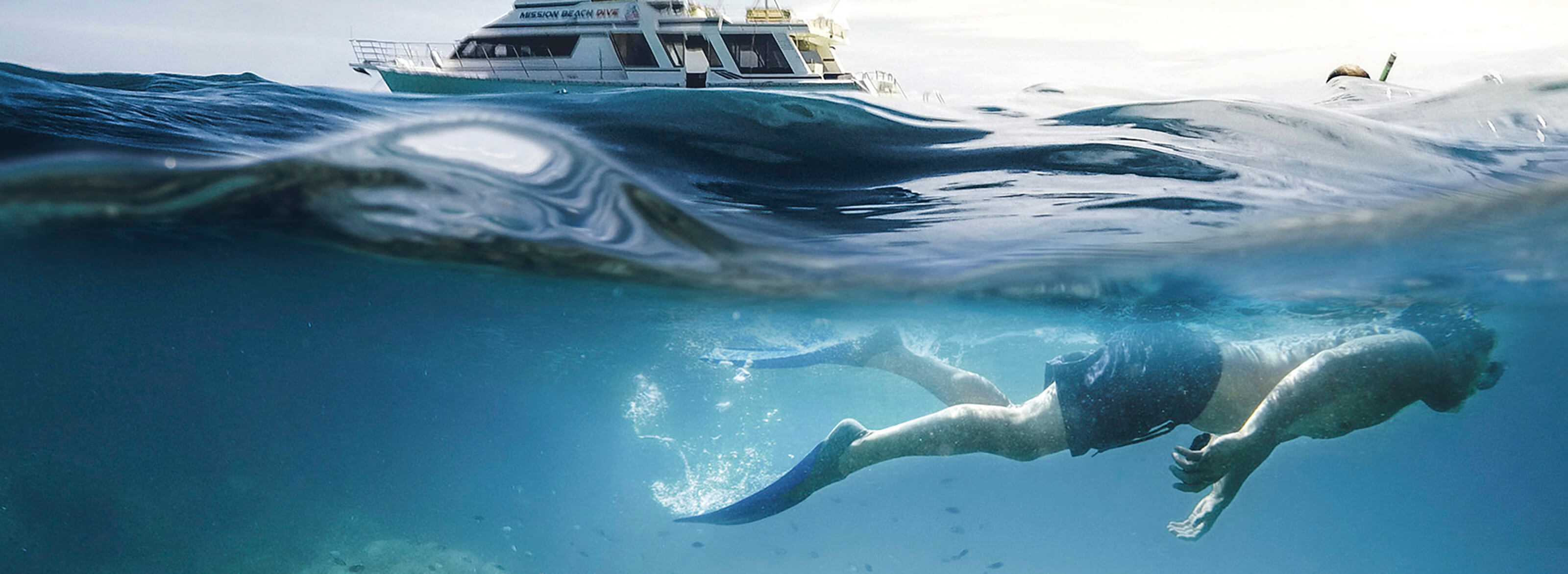 snorkelling on reef near mission beach