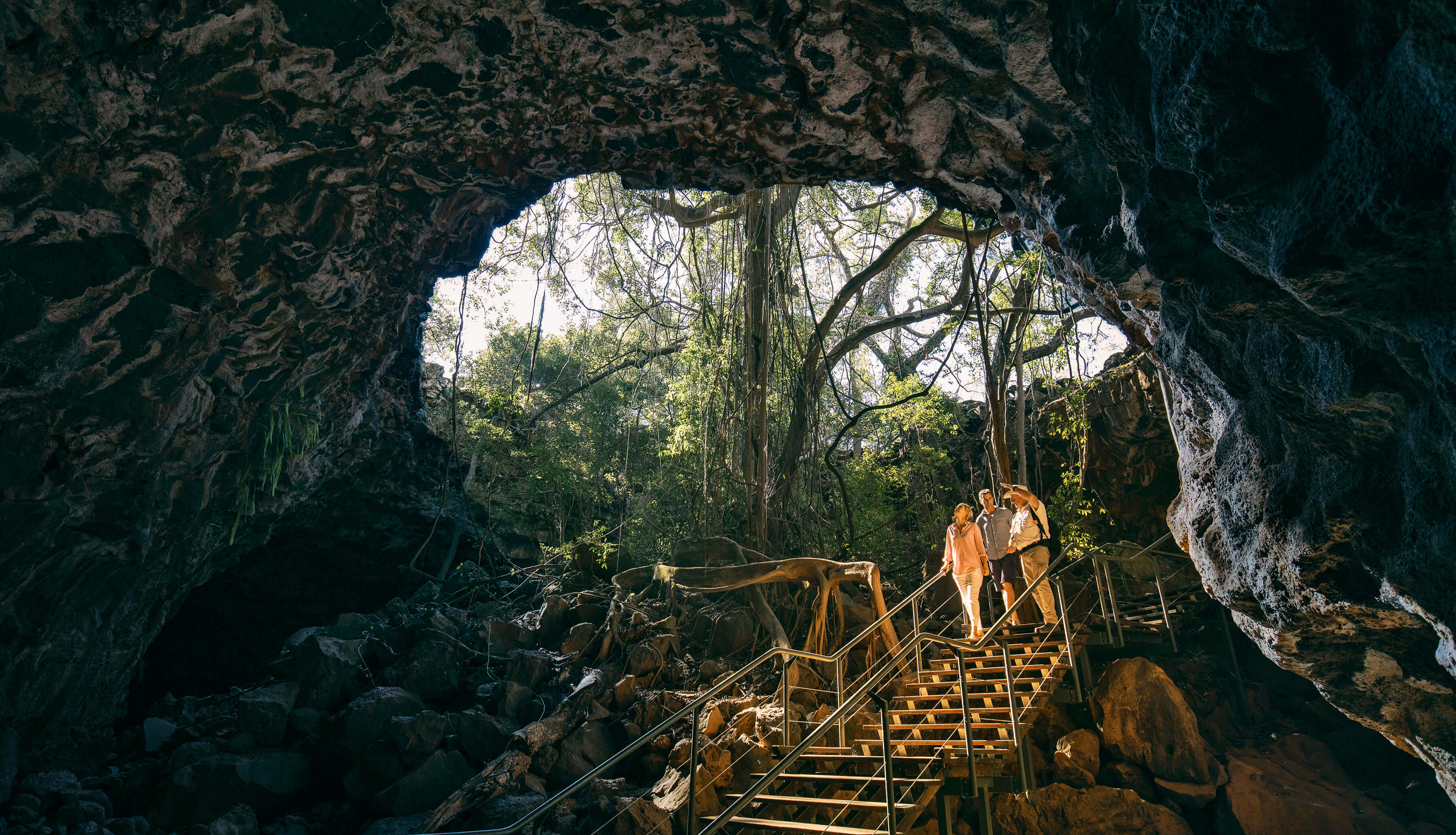People on guided tour at Undara Lava Tubes
